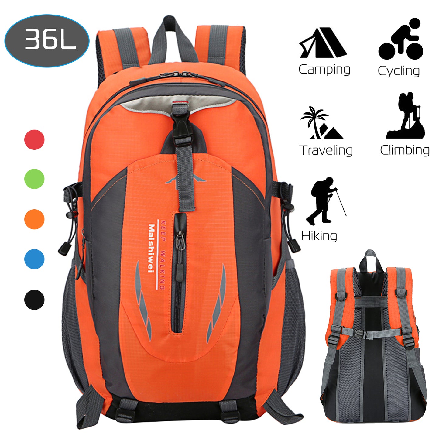 36L Outdoor Waterproof Backpack – Nylon Travel & Hiking Daypack