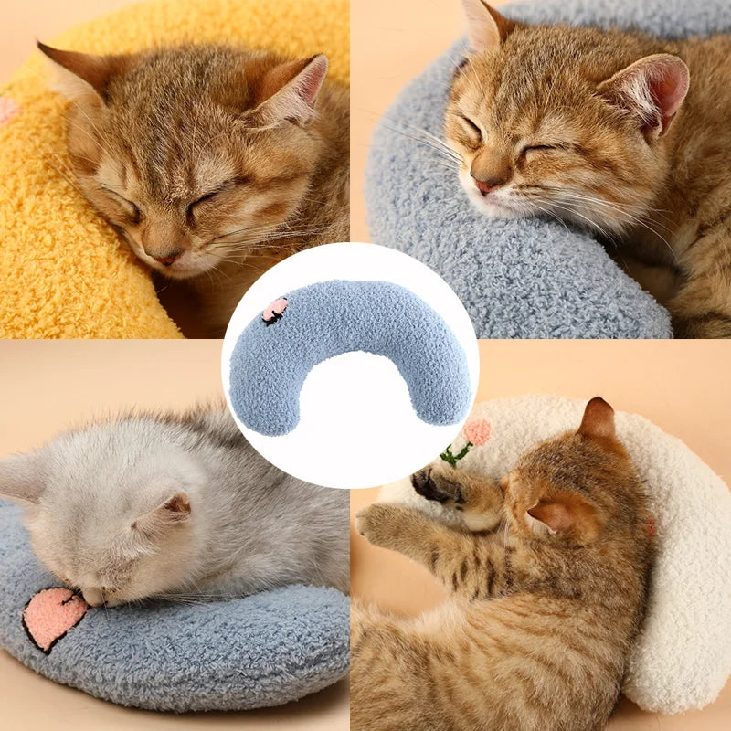 U-Shaped Pet Pillow Bed – Plush Cat & Small Dog Comfort Cushion