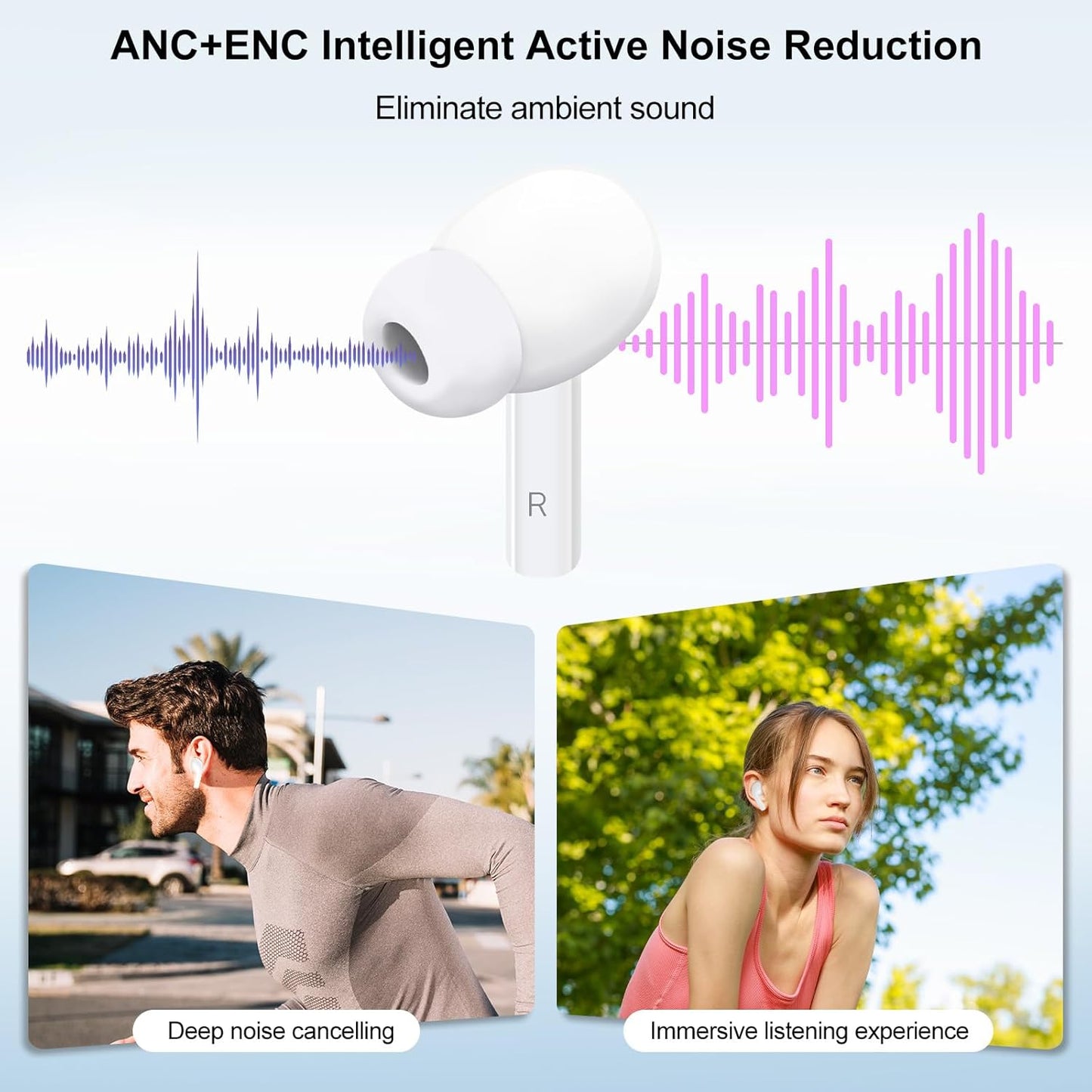 Wireless Bluetooth Earbuds with Noise-Cancelling & Touch Controls