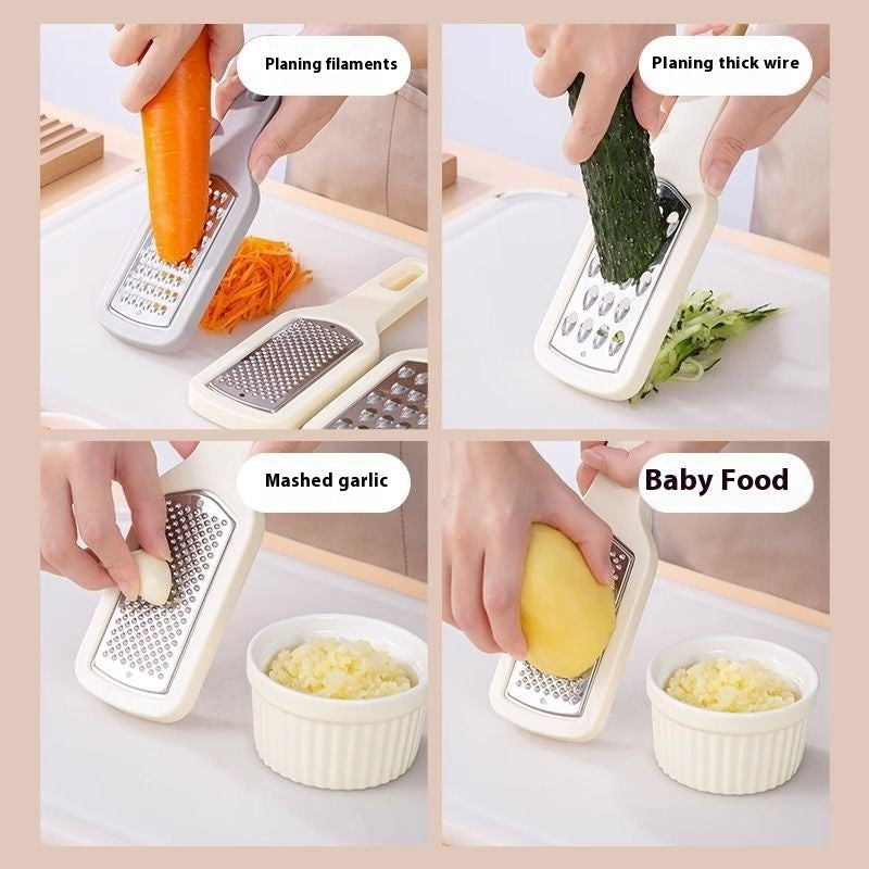 3-In-1 Handheld Grater – Stainless Steel Vegetable & Cheese Shredder