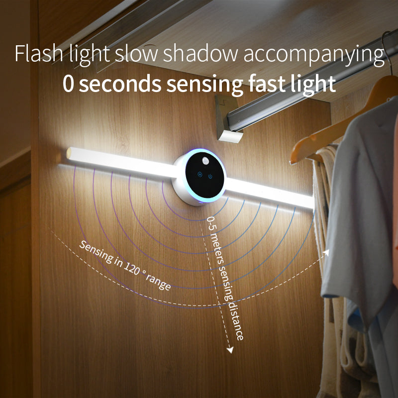 Smart LED Motion Sensor Cabinet Light – USB Rechargeable Magnetic Wardrobe Light with Timer Clock, Wireless Under Cabinet Night Light for Kitchen, Closet & Bedroom
