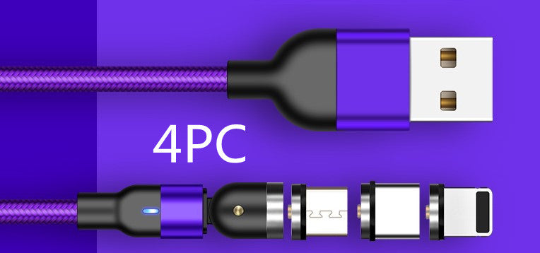 540° Rotating Magnetic Charging Cable – 3-in-1 Fast Charge Phone Cable for iPhone, Android & Type-C Devices