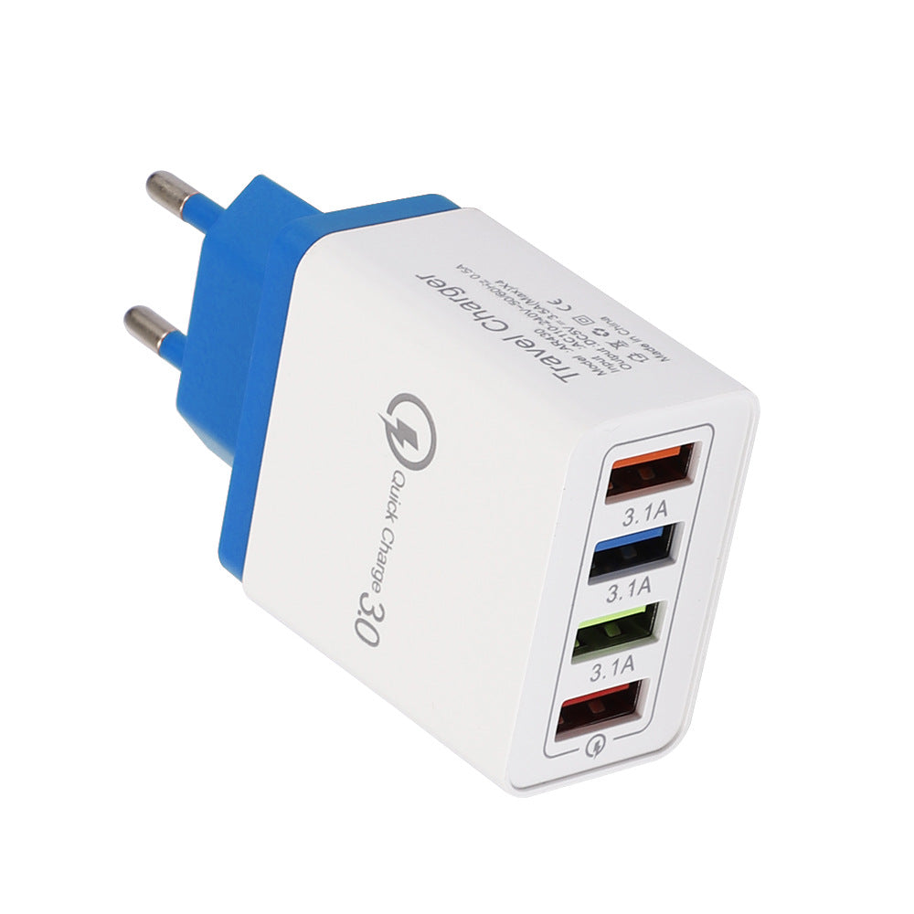 4-Port USB Wall Charger Quick Charge 3.0 – Fast Charging Multi Device Power Adapter for Phone, Tablet & Travel Use