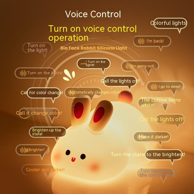 Cute Rabbit LED Night Light – Touch Sensor Silicone Bunny Lamp, USB Rechargeable Kids Bedside Lamp, Soft Dimmable Cartoon Night Light for Bedroom Decor