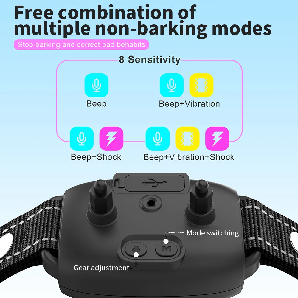 Smart Automatic Anti Barking Dog Collar – Rechargeable Waterproof Bark Control Trainer with HD Display