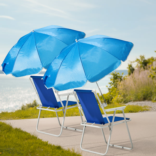 Folding Beach Camping Chair with Umbrella – Iron Frame & Oxford Seat Outdoor Chair