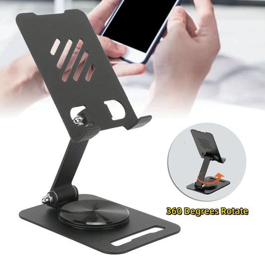 360° Rotating Metal Desk Phone Stand – Adjustable Smartphone & Tablet Holder for Office Setup