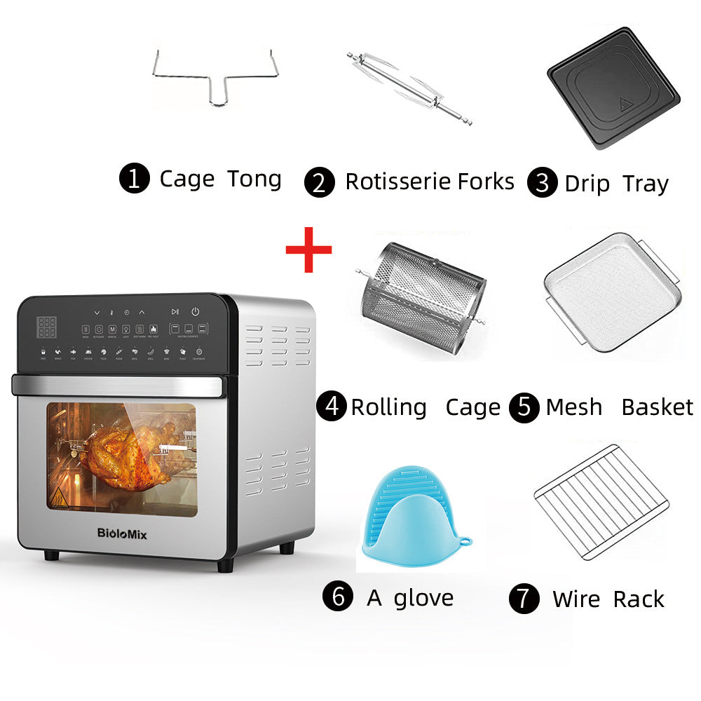 Stainless Steel Double Heating Air Fryer Oven – Multifunction Electric Countertop Oven with Dual Heating Elements & Oil-Free Cooking