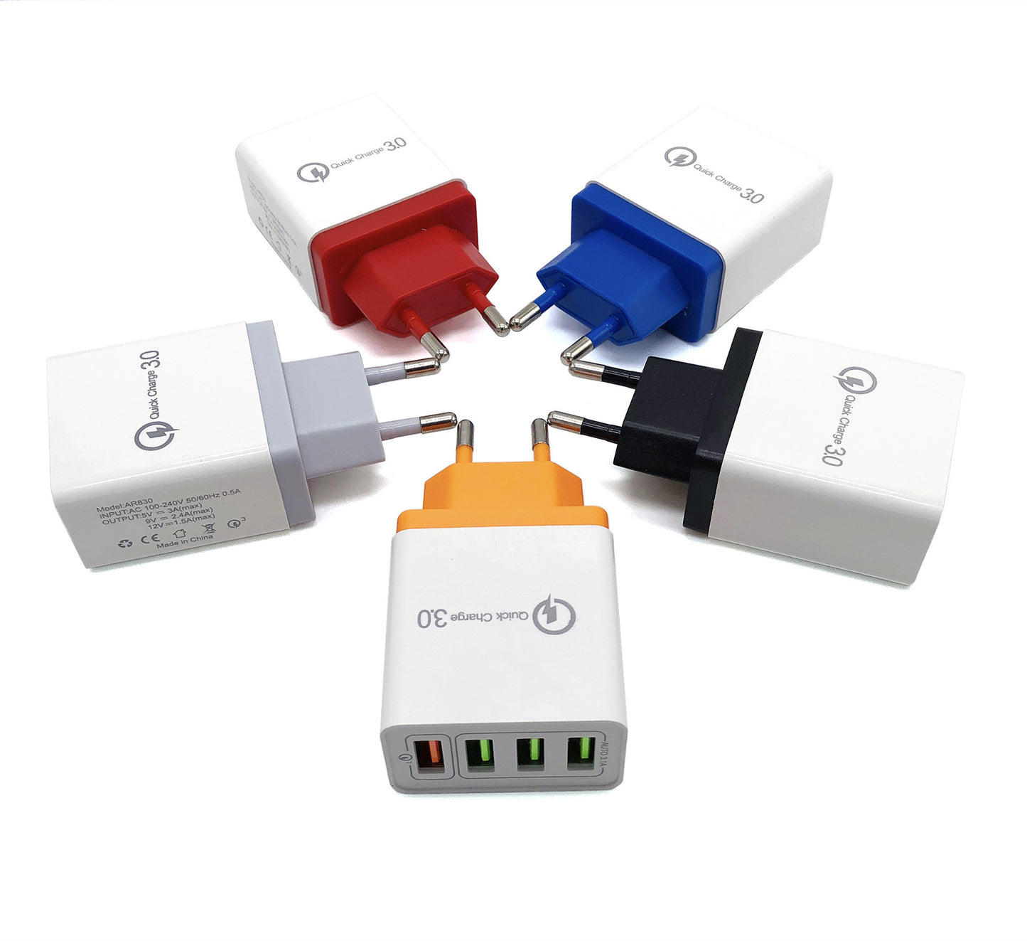 4-Port USB Wall Charger Quick Charge 3.0 – Fast Charging Multi Device Power Adapter for Phone, Tablet & Travel Use