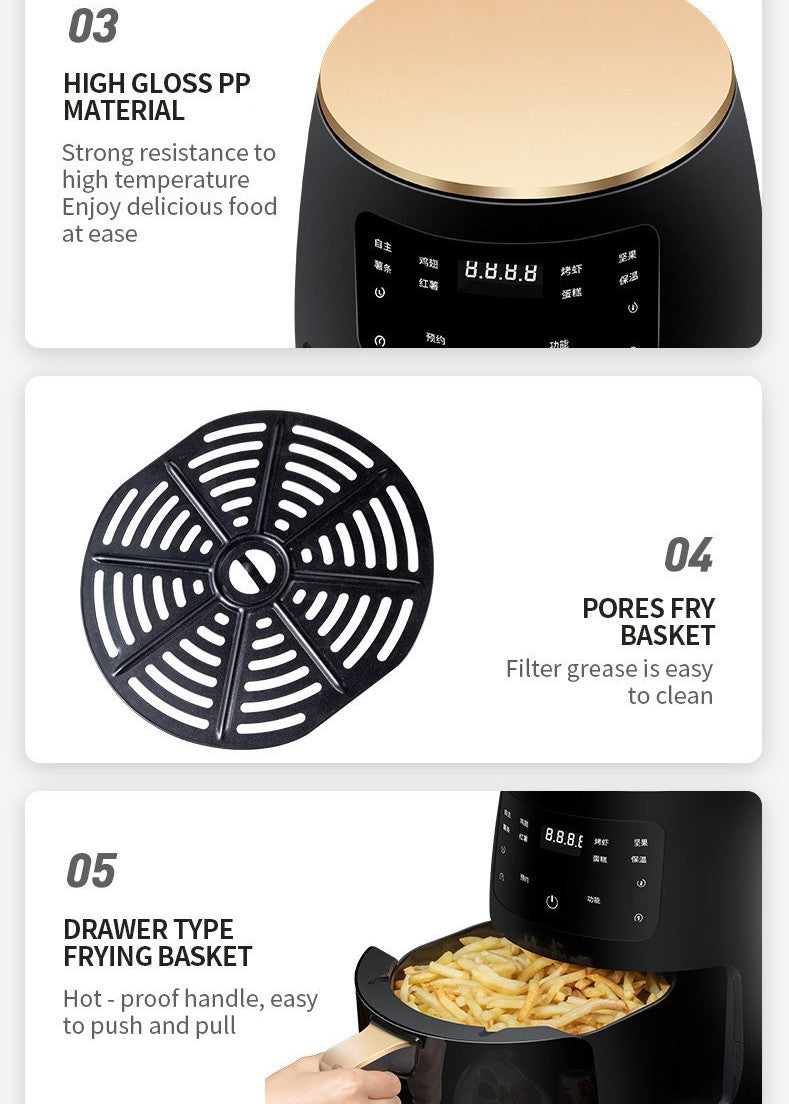 Smart Touch Air Fryer – Oil-Free Electric Cooker with Digital Display, Large Capacity Home Kitchen Appliance