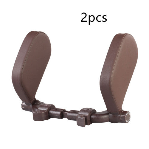 Adjustable Car Headrest Pillow with Side Support – Ergonomic Leather Memory Foam Neck Cushion for Travel & Sleeping Comfort