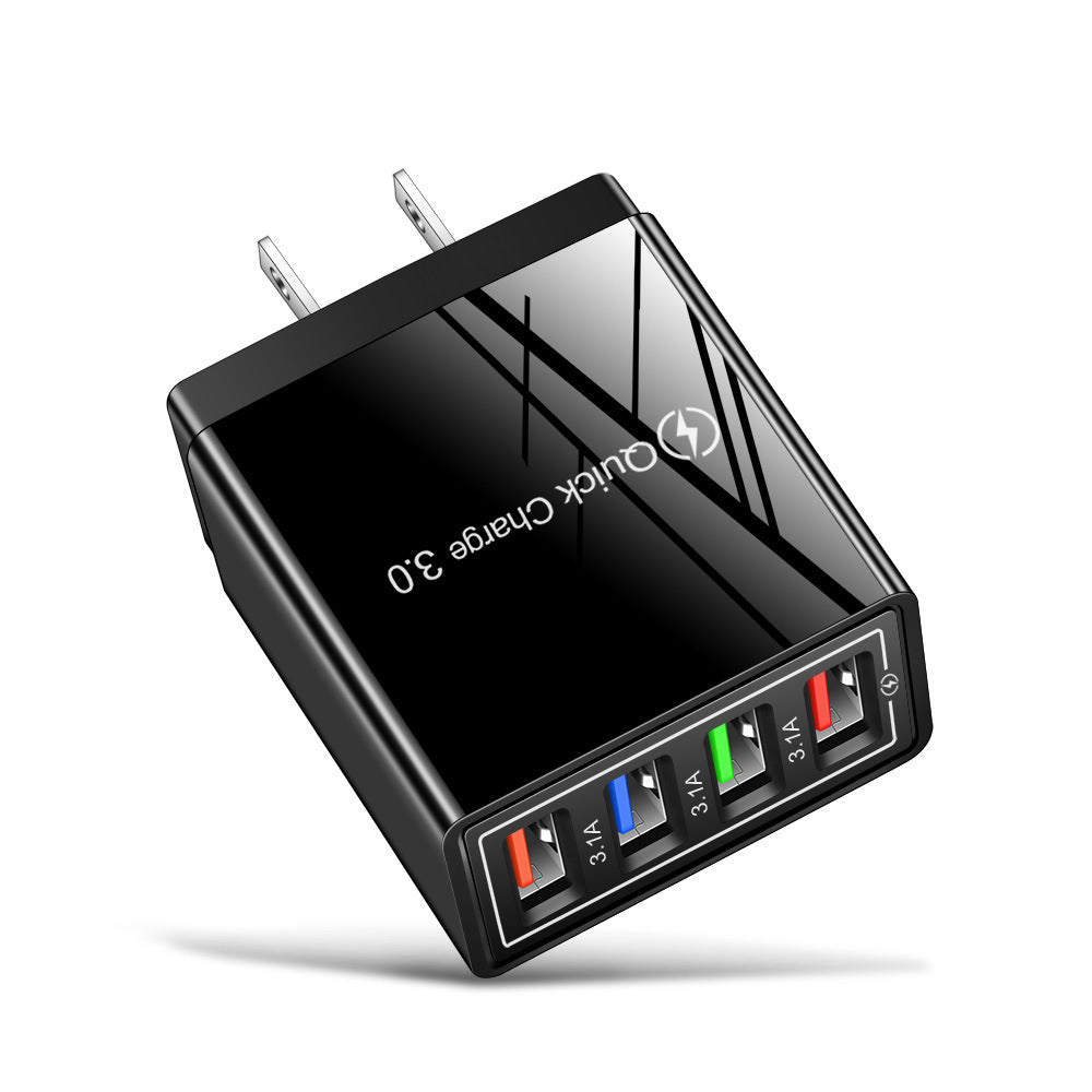 4-Port USB Wall Charger Quick Charge 3.0 – Fast Charging Multi Device Power Adapter for Phone, Tablet & Travel Use