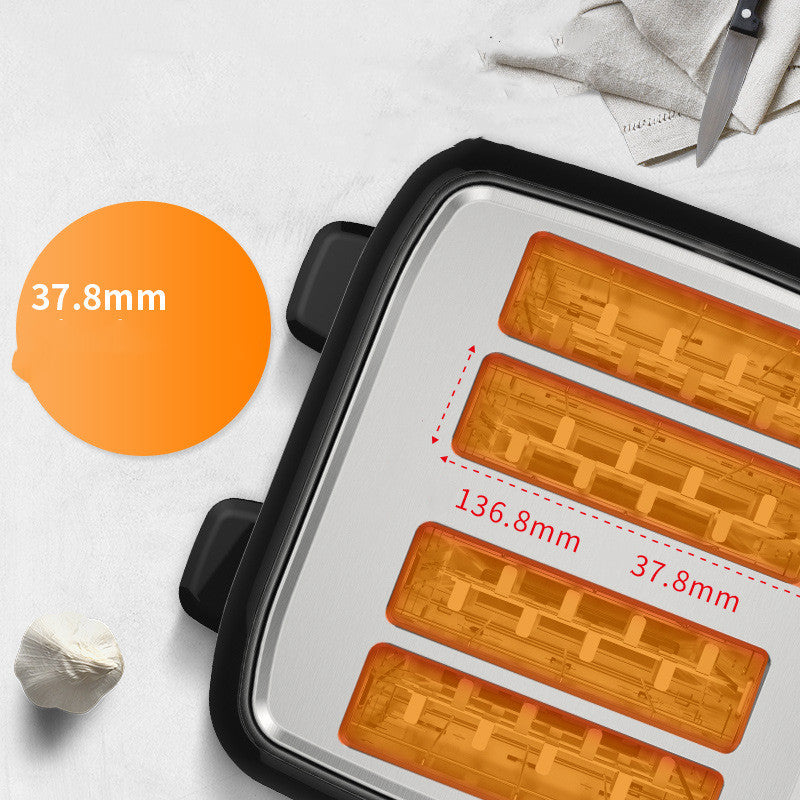 4-Slot Multifunction Toaster – Automatic Stainless Steel Bread Toaster with Dual Controls for Home Breakfast & Kitchen Use
