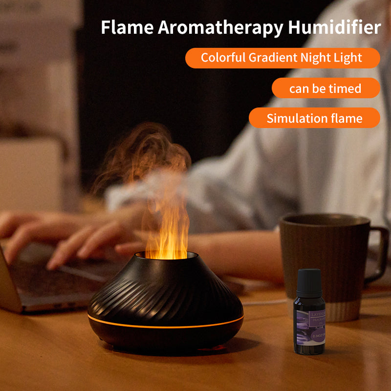 RGB Flame Humidifier – 3D Fire Effect Aroma Diffuser LED Gaming Room Decor with Mist & Ambient Lighting