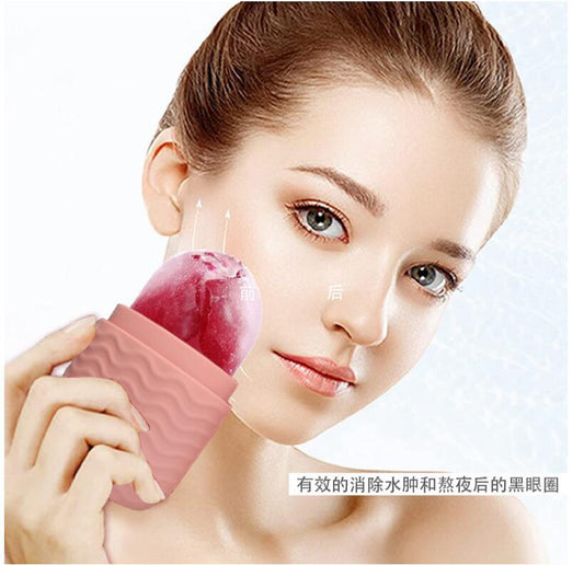 Facial Ice Roller & Ice Tray — Cooling Silicone Ice Massage Tool for Puffiness & Spa-Like Skin Care