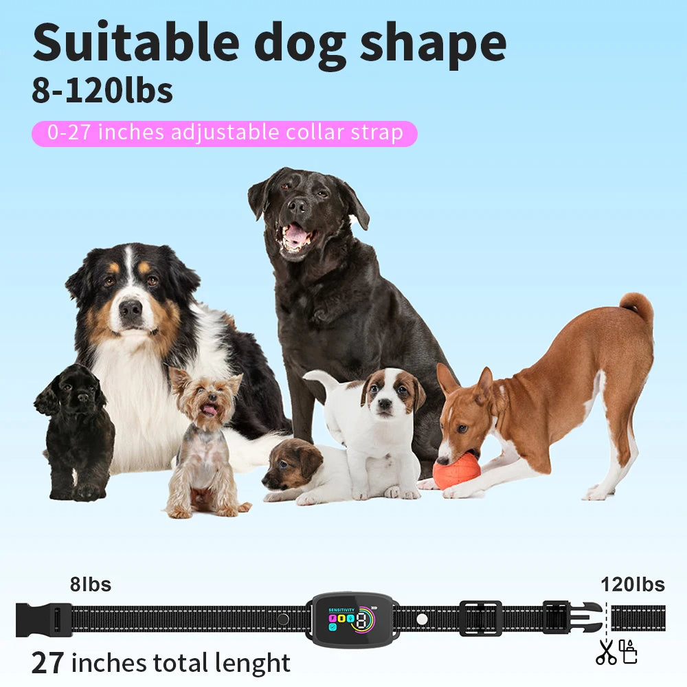 Smart Automatic Anti Barking Dog Collar – Rechargeable Waterproof Bark Control Trainer with HD Display