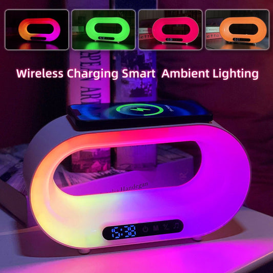 Smart RGB Desk Lamp with Wireless Charger – App Controlled LED Desk Light with Alarm Clock