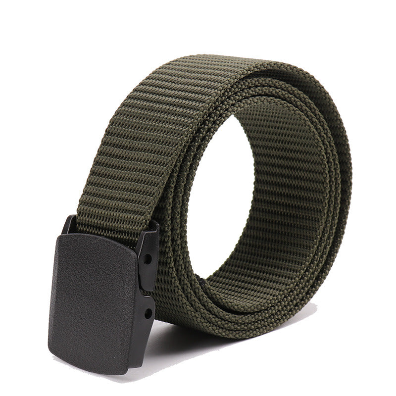 Unisex Canvas Belt with Plastic Buckle – Adjustable Casual Waistband