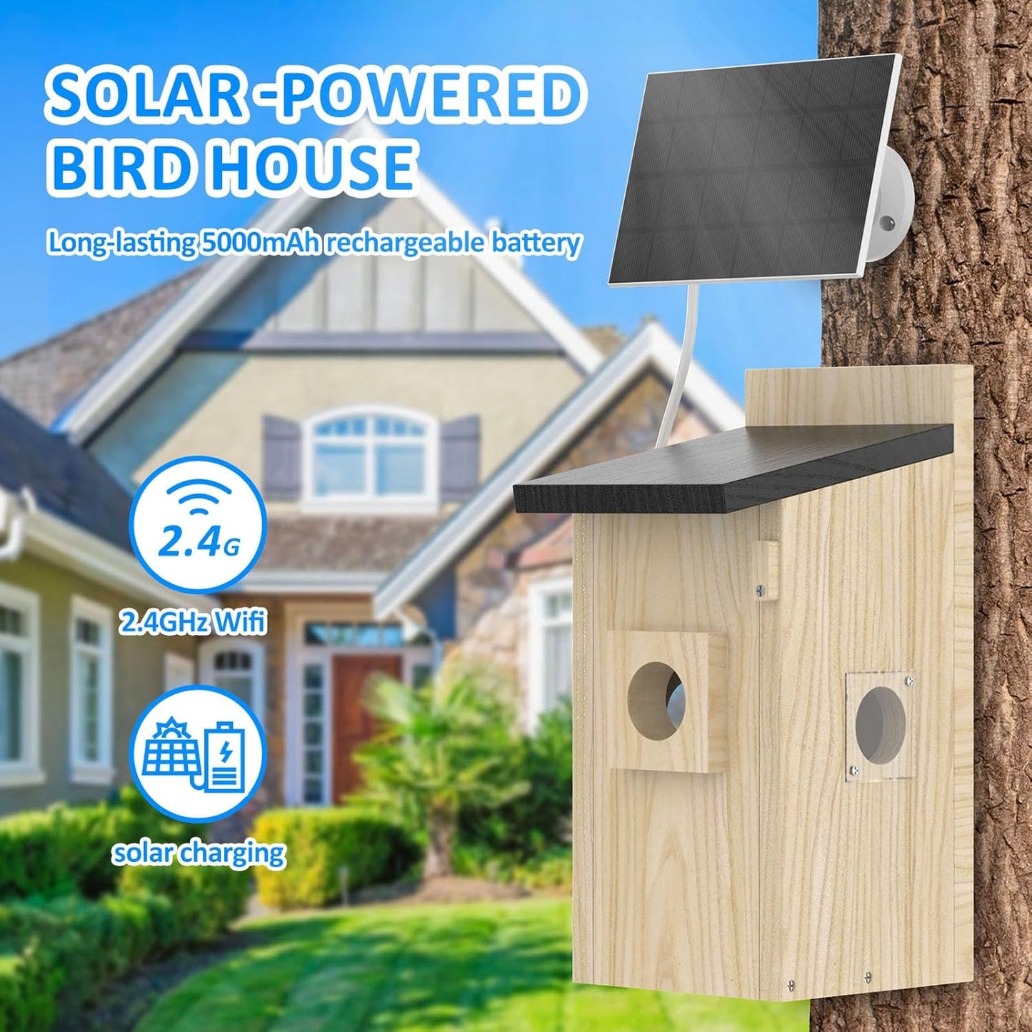 Smart Solar Birdhouse with 4MP HD Camera