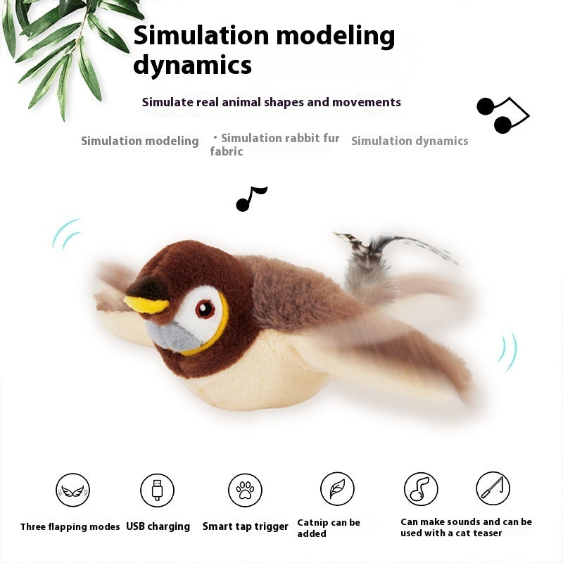 Interactive Flapping Bird Cat Toy – USB Rechargeable Realistic Chirping Pet Toy for Indoor Cats
