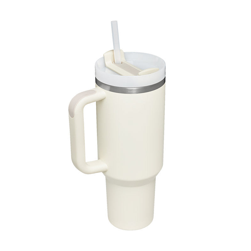 40 oz Insulated Stainless Tumbler With Handle and Straw