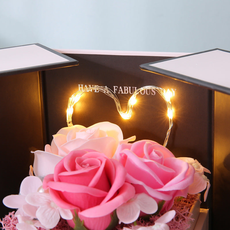 Double Door Rose Gift Box with Eternal Soap Flower – Decorative Jewelry & Keepsake Box