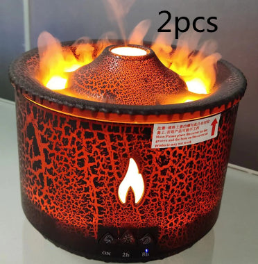 Ultrasonic Volcano Flame Humidifier Diffuser with Jellyfish Mist & LED Night Light – Essential Oil Aromatherapy Air Humidifier for Home Bedroom Decor