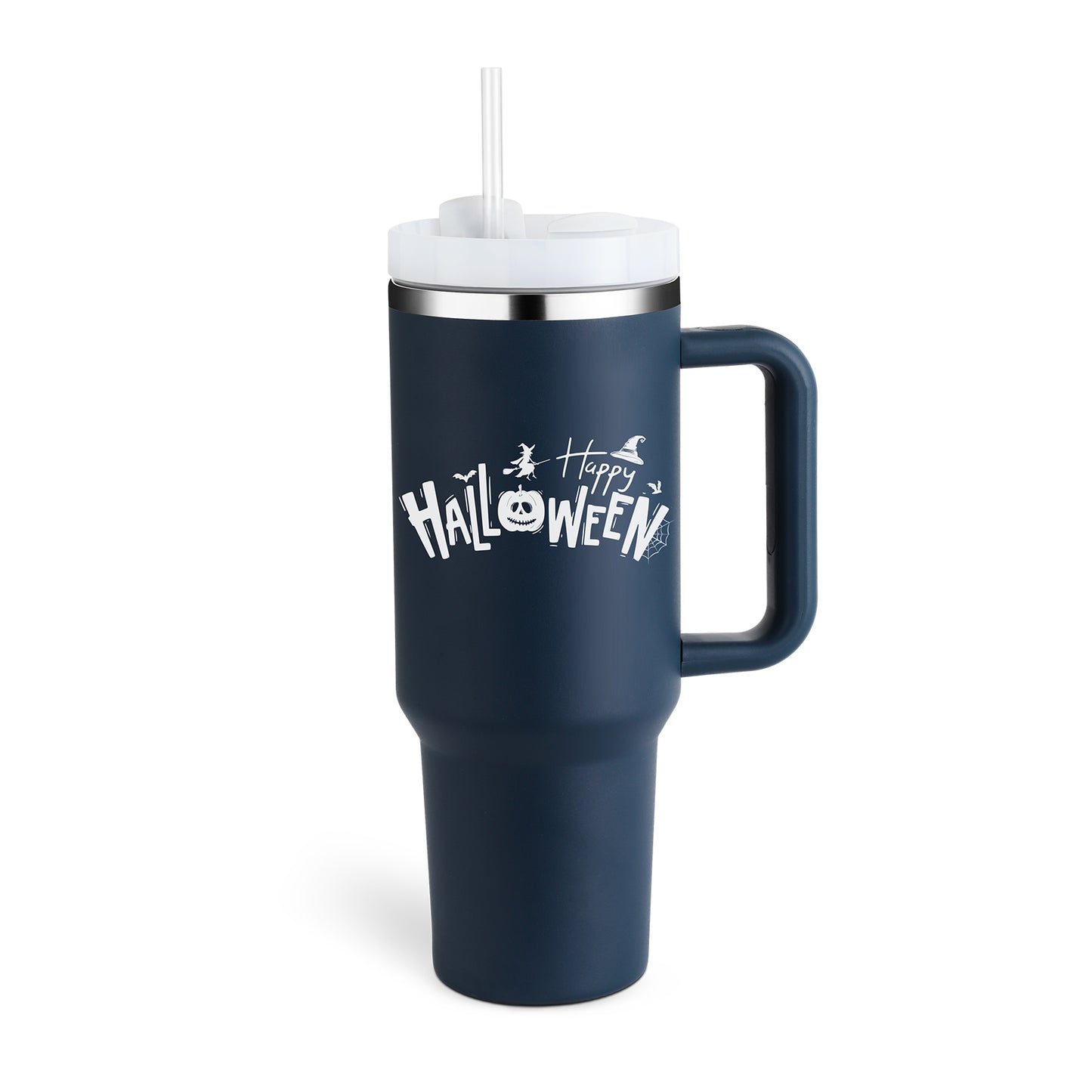 40 oz Insulated Stainless Tumbler With Handle and Straw