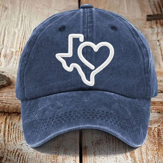 Printed Heart Texas Cap – Unisex Cotton Casual Hat