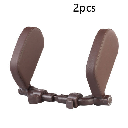 Adjustable Car Headrest Pillow with Side Support – Ergonomic Leather Memory Foam Neck Cushion for Travel & Sleeping Comfort