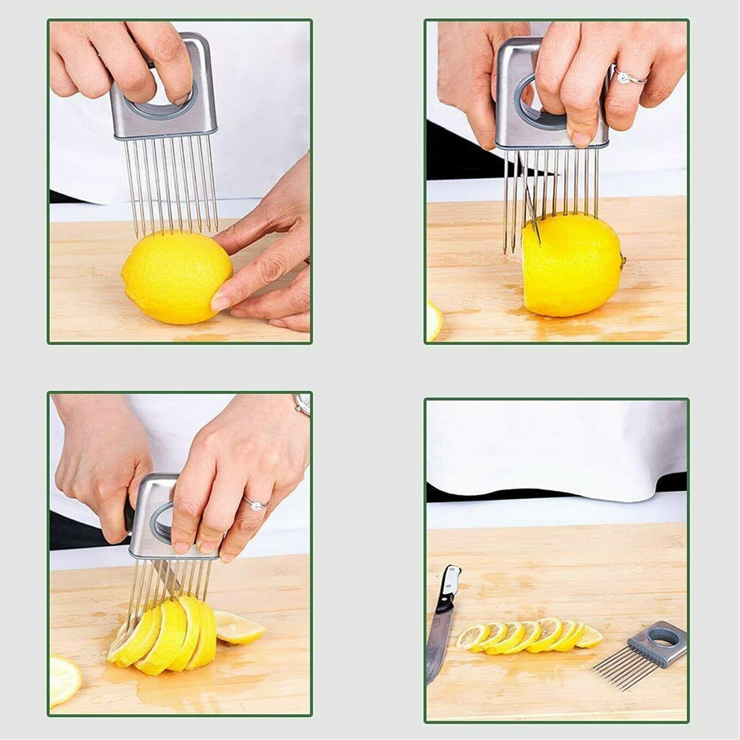 Stainless Steel Onion Holder & Slicing Aid – Vegetable Slicer Safety Cutter