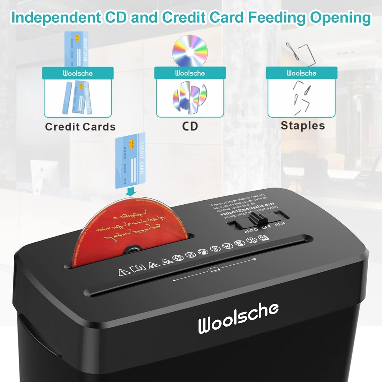 Heavy-Duty 10-Sheet Cross-Cut Paper Shredder with CD & Card Shredding