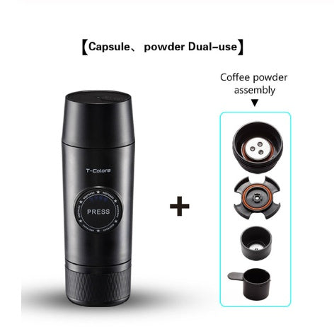 Portable Rechargeable Mini Espresso Machine – Electric Travel Coffee Maker for Capsules & Ground Coffee with 18 Bar Pressure