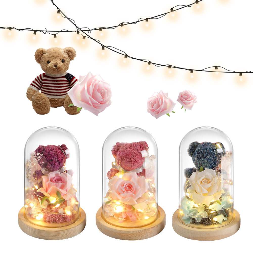 Eternal Rose & LED Light Teddy Bear Gift Box – Romantic Home Decor Present