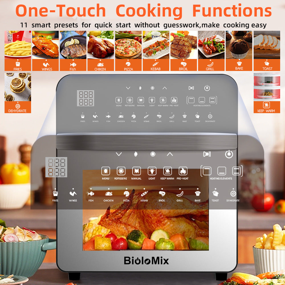 Stainless Steel Double Heating Air Fryer Oven – Multifunction Electric Countertop Oven with Dual Heating Elements & Oil-Free Cooking