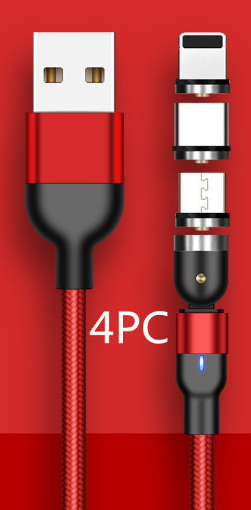 540° Rotating Magnetic Charging Cable – 3-in-1 Fast Charge Phone Cable for iPhone, Android & Type-C Devices