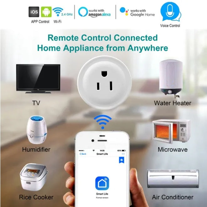 Smart Wi-Fi Plug Outlet – APP & Voice Control with Timer (Alexa & Google)