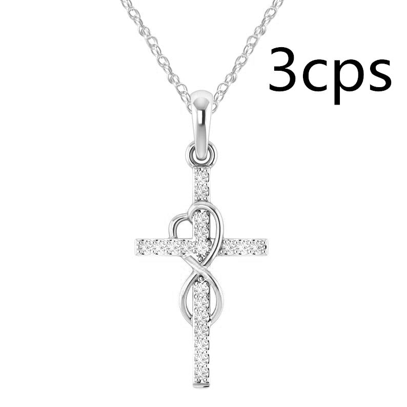Alloy Cross Pendant Necklace – Electroplated Unisex Chain Accessory