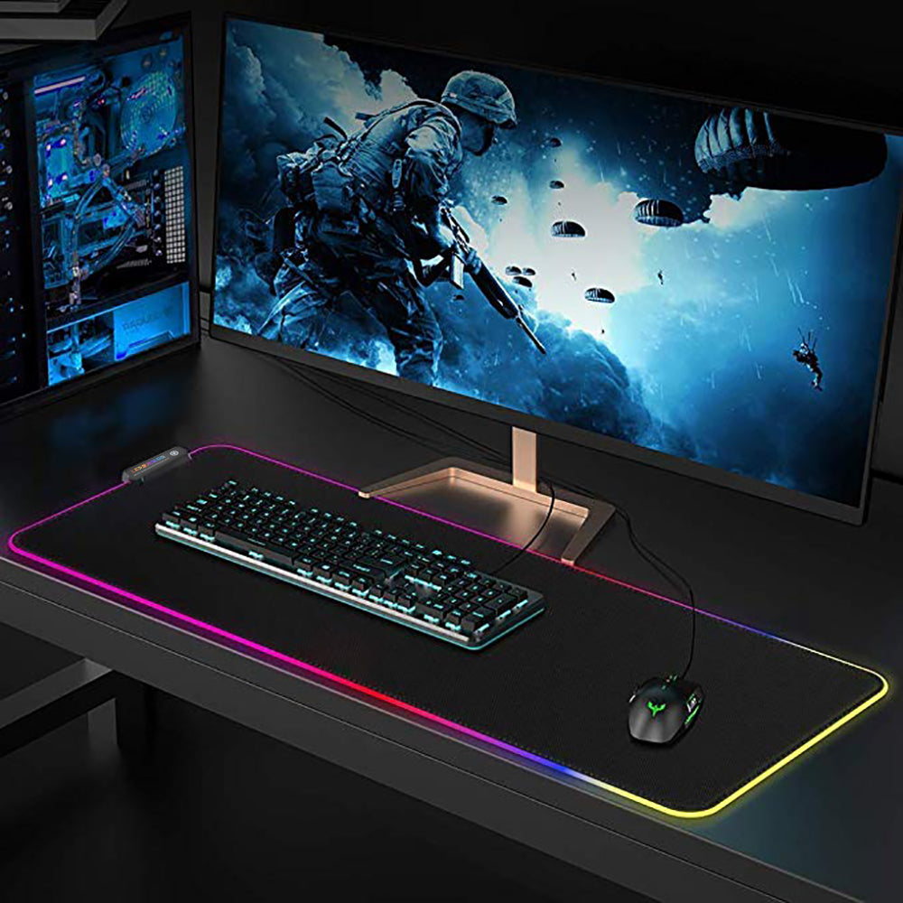 RGB LED Gaming Mouse Pad XXL – Extended Waterproof Desk Mat with 12 Lighting Modes