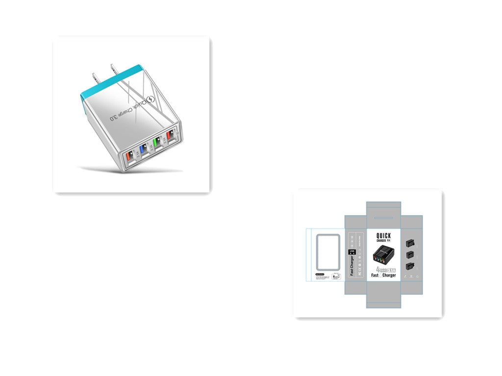 4-Port USB Wall Charger Quick Charge 3.0 – Fast Charging Multi Device Power Adapter for Phone, Tablet & Travel Use