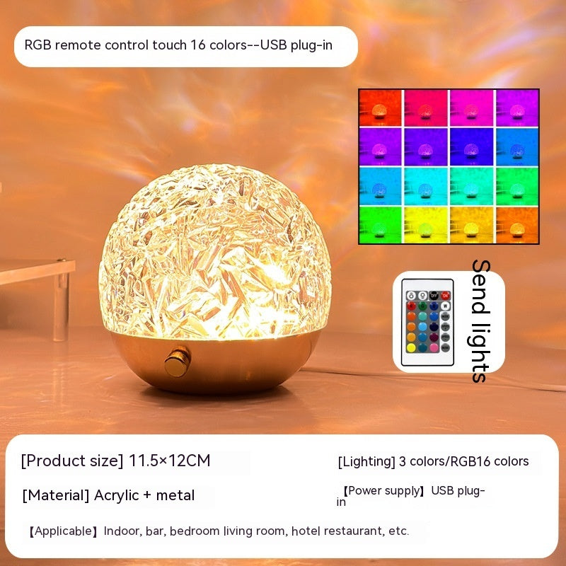 RGB Water Ripple Projector Light – Crystal LED Mood Lamp for Gaming Setup, Desk Aesthetic & Room Transformation