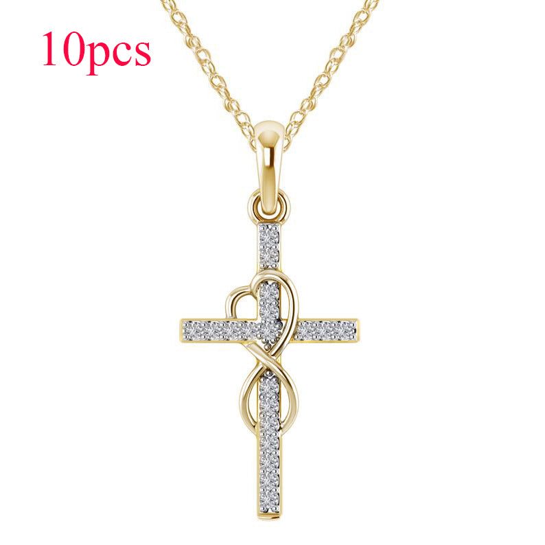 Alloy Cross Pendant Necklace – Electroplated Unisex Chain Accessory