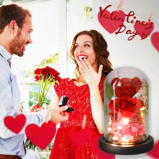 Eternal Rose & LED Light Teddy Bear Gift Box – Romantic Home Decor Present