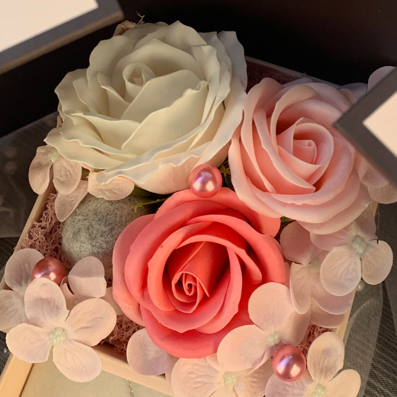 Double Door Rose Gift Box with Eternal Soap Flower – Decorative Jewelry & Keepsake Box