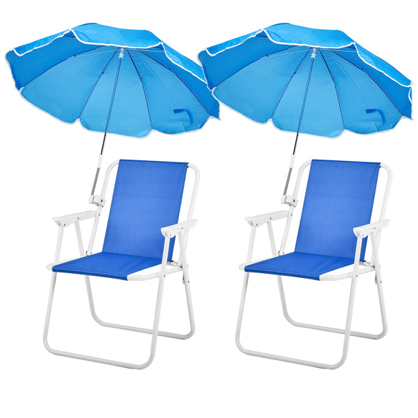 Folding Beach Camping Chair with Umbrella – Iron Frame & Oxford Seat Outdoor Chair