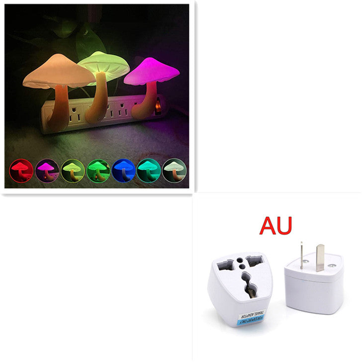 LED Mushroom Night Light with Smart Sensor – Plug-In Dusk to Dawn Wall Lamp Warm White Bedroom Ambient Lighting Decor