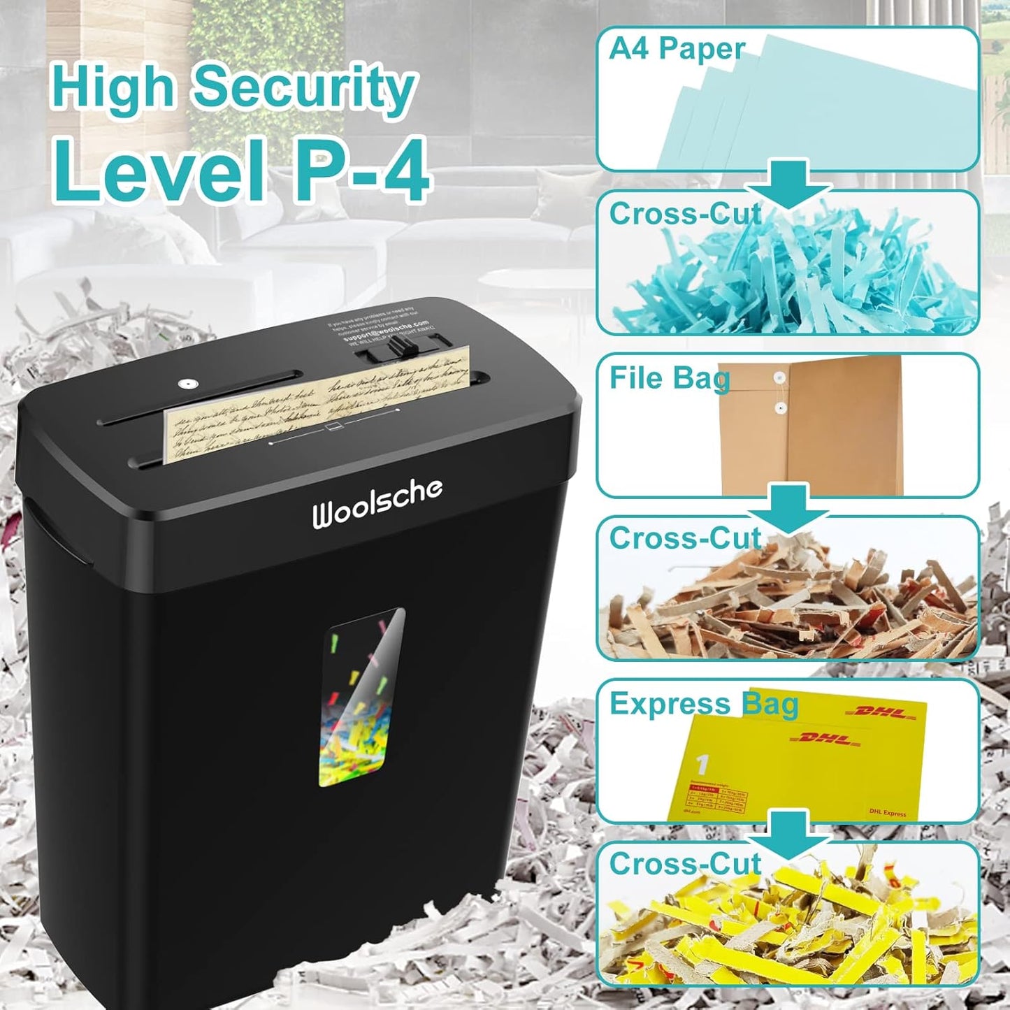 Heavy-Duty 10-Sheet Cross-Cut Paper Shredder with CD & Card Shredding