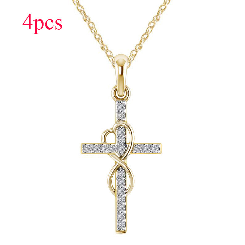 Alloy Cross Pendant Necklace – Electroplated Unisex Chain Accessory