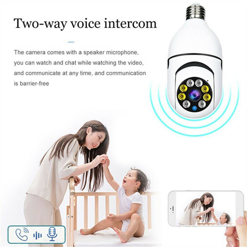 1080P Smart E27 Wi-Fi Light Bulb Camera — HD Home Security & Night Surveillance