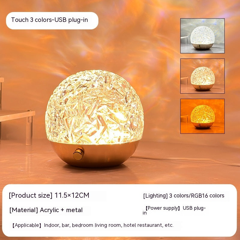 RGB Water Ripple Projector Light – Crystal LED Mood Lamp for Gaming Setup, Desk Aesthetic & Room Transformation
